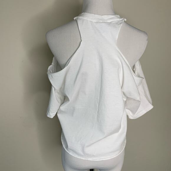 Mizzou White T Cold Shoulder T Shirt Sz Medium - Picture 2 of 7